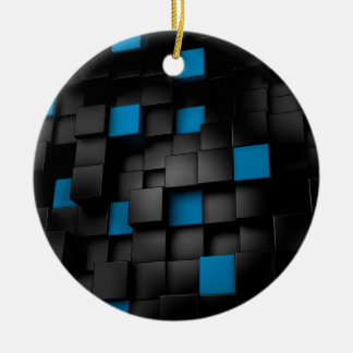 Zwarte en blauwe blokjes keramisch ornament