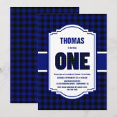 Zwarte en Blauwe Buffalo-spelden 1e verjaardag Kaart (Voorkant / Achterkant)