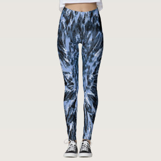 Zwarte en Blauwe Dahlia Bloem Leggings