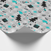 Zwarte en blauwe feestdag met kerstmis cadeaupapier (Hoek)