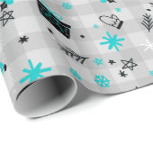 Zwarte en blauwe feestdag met kerstmis cadeaupapier (Rol Hoek)