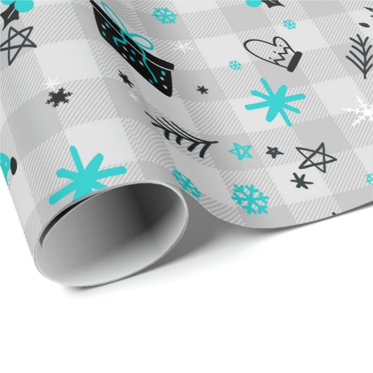 Zwarte en blauwe feestdag met kerstmis cadeaupapier (Rol Hoek)