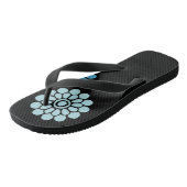 Zwarte en Blauwe Floral Teenslippers (Schuin)