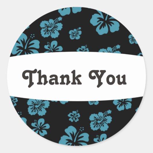 Zwarte en blauwe hebiscus bloemenkorf ronde sticker (Voorkant)