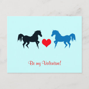Zwarte en Blauwe Paarden in het Briefkaart van de