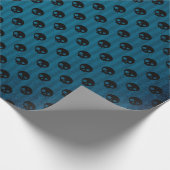 Zwarte en blauwe schedel Patroon Cadeaupapier (Hoek)