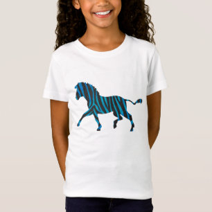 Zwarte en Blauwe Silhouet Zebra T-shirt