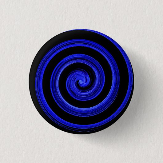 Zwarte en blauwe spiraal ronde button 3,2 cm (Voorkant)