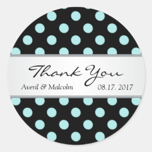 Zwarte en blauwgroen polka-stippen Weddenschap Ronde Sticker