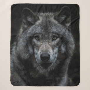 ZWARTE EN BROEIENDE WOLF-SCHIJVEN SHERPA DEKEN