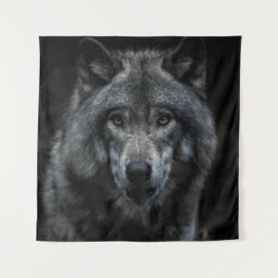 ZWARTE EN BROEIENDE WOLF-SCHIJVEN WANDKLEED
