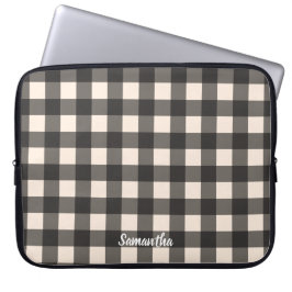 Zwarte en cream Check Buffalo-laptophoes Laptop Sleeve