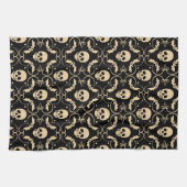 Zwarte en crème-halloween-schedels theedoek (Horizontaal)