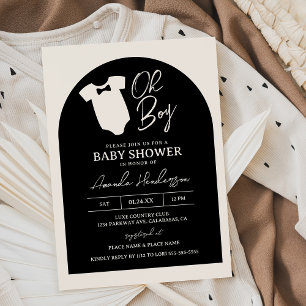 Zwarte en Crèmekleurige Jongens Das Baby Shower Kaart