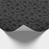 Zwarte en donkere grijze monotonen Floral Damasker Cadeaupapier (Hoek)