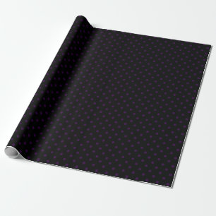 Zwarte en donkere Paarse pokadots Cadeaupapier