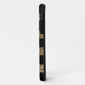 Zwarte en Faux Gold Glitter Stripes met monogram Case-Mate iPhone Case (Achterkant/links)