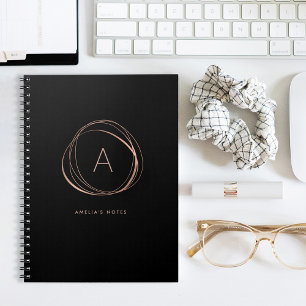 Zwarte en Faux Roos Gold Monogram Notitieboek