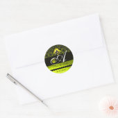 ZWARTE EN GEEL DAMASKMONOGRAM, Topaz Ronde Sticker (Envelop)
