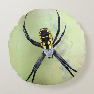 Zwarte en gele Argiope Garden Spider Round Pillow Rond Kussen