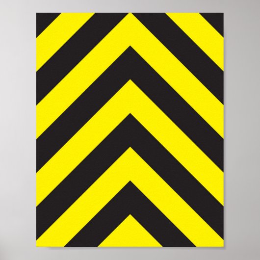 Zwarte en gele Chevron-achtergrond Poster (Voorkant)