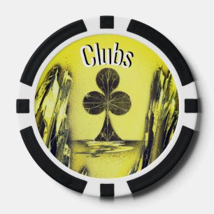 Zwarte en Gele Club Poker Chip