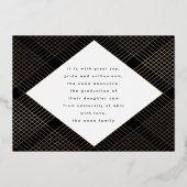 Zwarte en gele Geometrische Gold College Folie Uitnodiging (Achterkant)