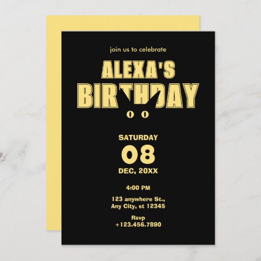 Zwarte en gele kat Halloween verjaardag Kaart (Voorkant / Achterkant)