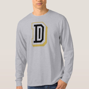 Zwarte en gele letter D T-shirt
