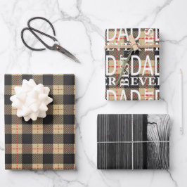 Zwarte en gele Lumberjack check vaders day set Inpakpapier Vel
