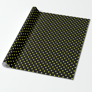 Zwarte en gele pokadots cadeaupapier