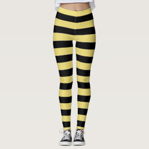 Zwarte en gele strepen leggings hommels
