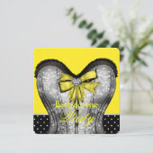 Zwarte en gele vrijgezellenfeest kaart (Staand voorkant)