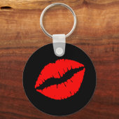 Zwarte en Girly Red Lips Sleutelhanger (Voorkant)