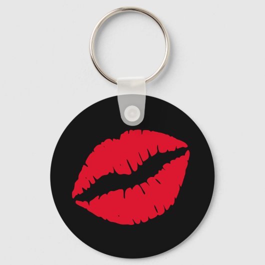 Zwarte en Girly Red Lips Sleutelhanger (Voorkant)