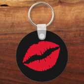 Zwarte en Girly Red Lips Sleutelhanger (Voorkant)