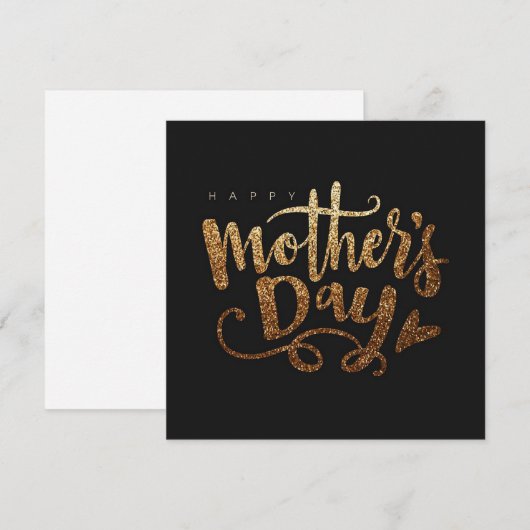 Zwarte en glanzend gouden Moederdag Feestdagenkaart (Voorkant / Achterkant)