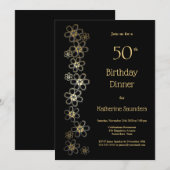 Zwarte en Gold 50e verjaardag Kaart (Voorkant / Achterkant)