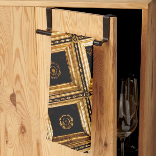 Zwarte en Gold-architectuur Theedoek (Derde Gevouwen)