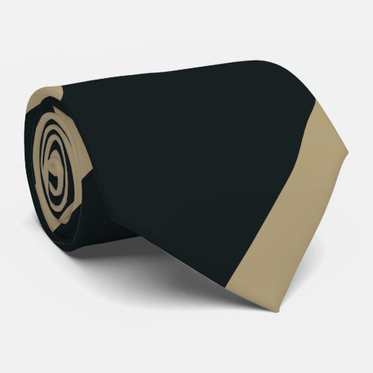 Zwarte en Gold Broad Regimental Stripe Stropdas (Opgerold)