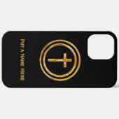 Zwarte en Gold Cross Name Sjabloon Case-Mate iPhone Case (Achterkant / Rechts)