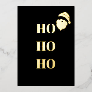 Zwarte en Gold Foil "HO HO HO"-kerstkaart Folie Feestdagenkaart