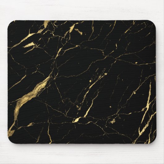 Zwarte en Gold Marble Designer Muismat (Voorkant)