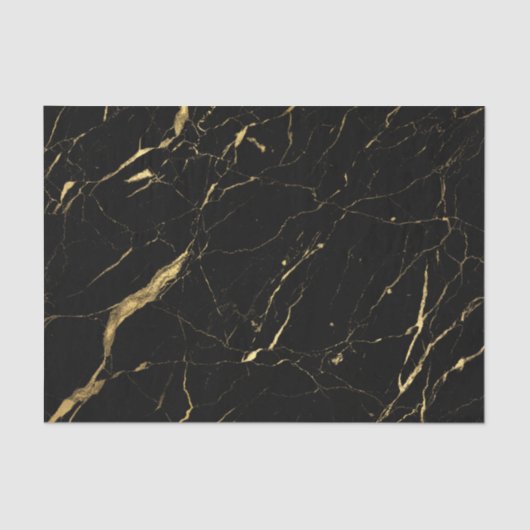 Zwarte en Gold Marble Designer Tissuepapier (Voorkant)