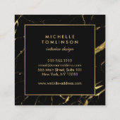 Zwarte en Gold Marble Designer Vierkante Visitekaartje (Achterkant)