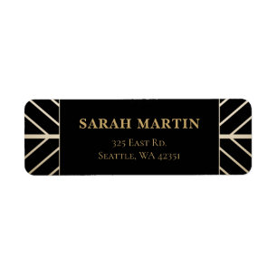 Zwarte en Gold Roaring 20s art deco Etiket