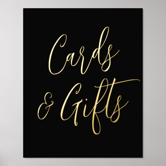 Zwarte en Gold Script Wedding-kaarten en -cadeaus Folie Afdrukken (Voorkant)