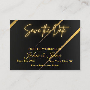 Zwarte en Gold Streak Bespaar op de Date Enclosure Informatiekaartje