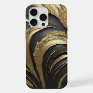 Zwarte en Gold-telefoontas iPhone 15 Pro Max Hoesje