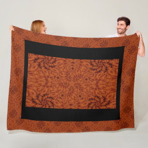 Zwarte en goudbloemen 17 fleece deken